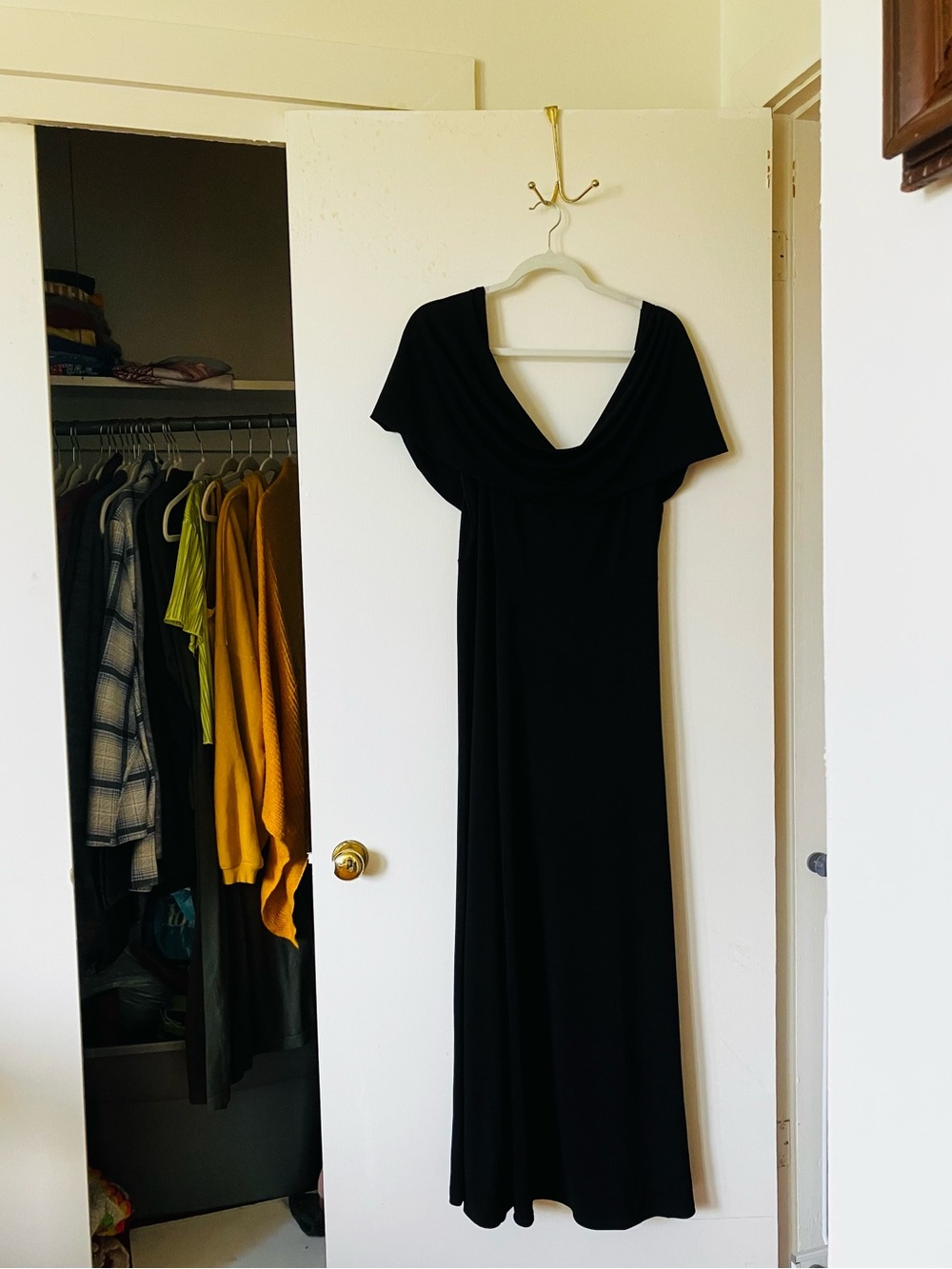 Eloquii Black Off-Shoulder Cowl Neck Maxi Dress